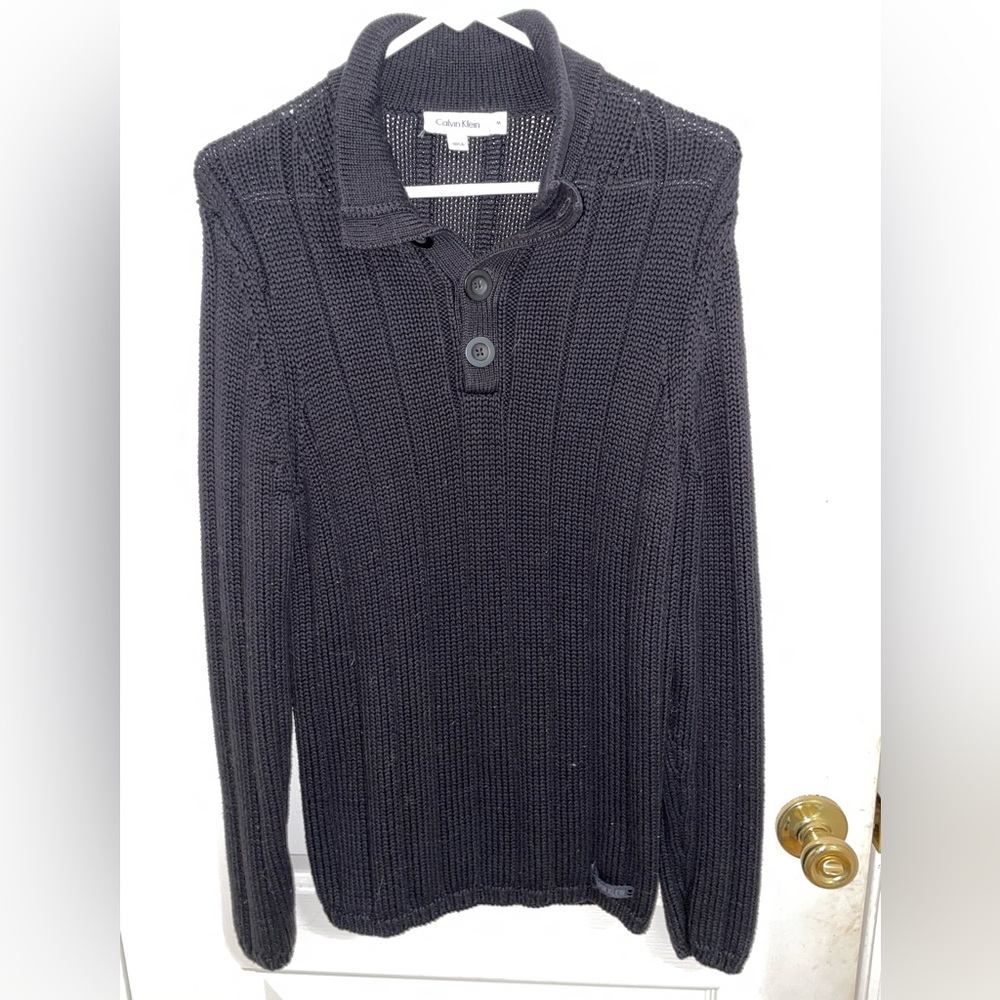 Calvin Klein | Black Rib Knit Long Sleeve Sweater - Picture 2 of 15